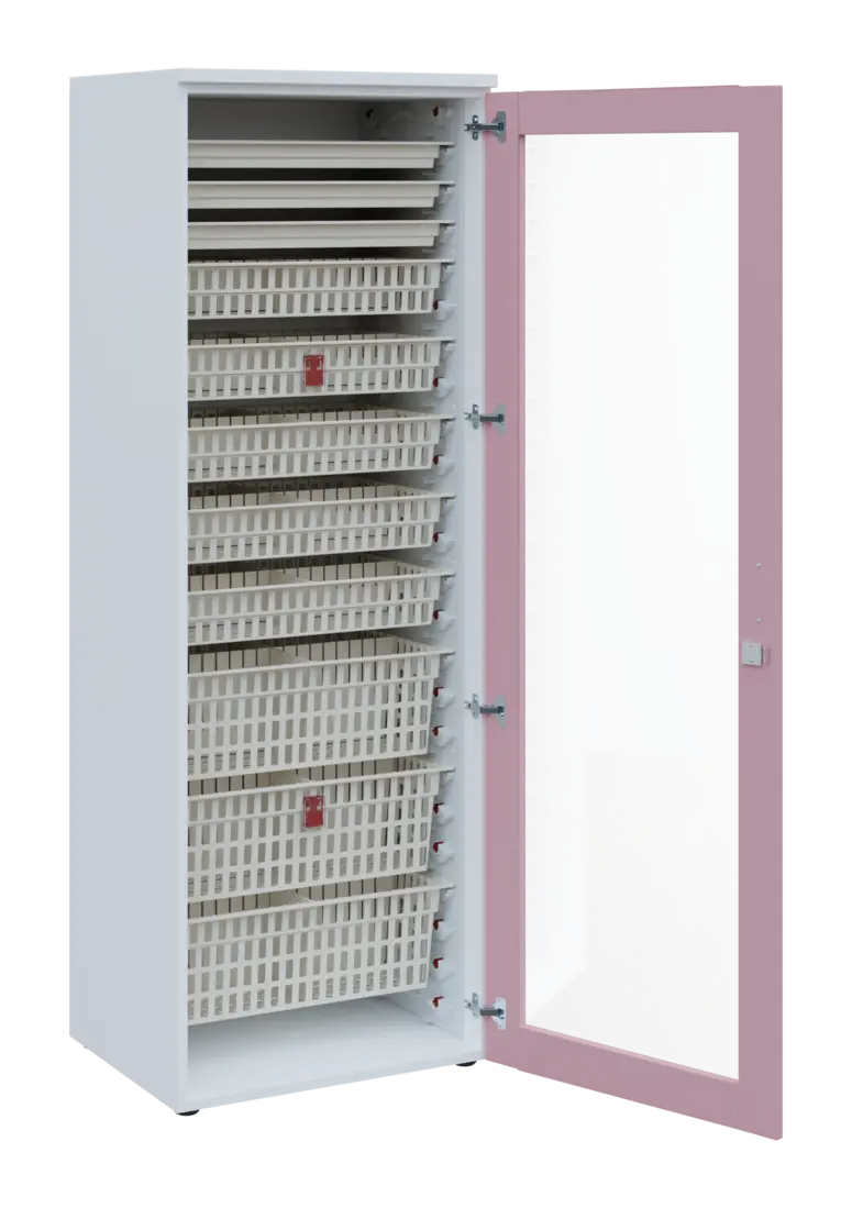 EUROMEDICA S - 66 ABS skříň léková boxová, 1-dveřová/prosklená, pravá, 1950x660x535, korpus bílý, dv